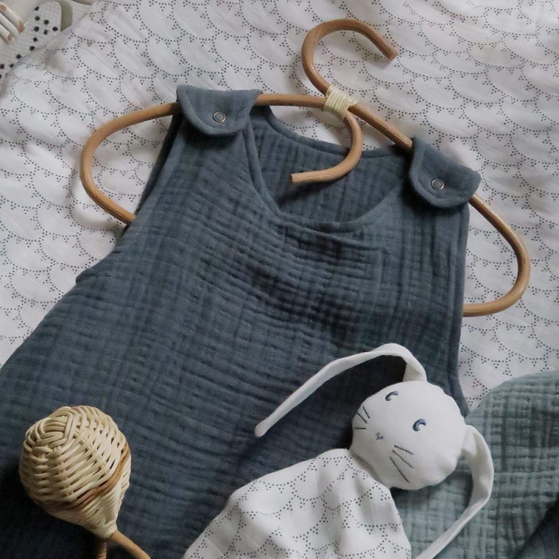 Gigoteuse gaze uni 0-6 mois bleu Maison Charlotte