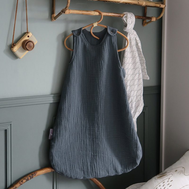Gigoteuse gaze uni 0-6 mois bleu Maison Charlotte